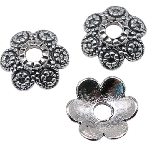 WYSIWYG 20pcs 10x10mm Bead End Caps Findings Bead Caps For Jewelry Carved Flower Receptacle Bead Caps