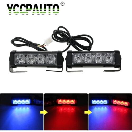 YCCPAUTO 1Set High Power LED Car Truck Strobe Warning Lights 7 Modes 8W Auto Flash Police Emergency Light Caution Lamp DC12V