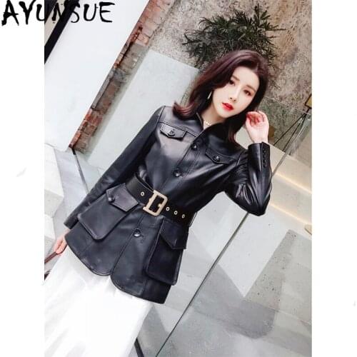 AYUNSUE 2020 Genuine Leather Jacket women Spring Autumn 100% Sheepskin Coat Female Streetwear Blazer Women Clothes 2020 MY4590