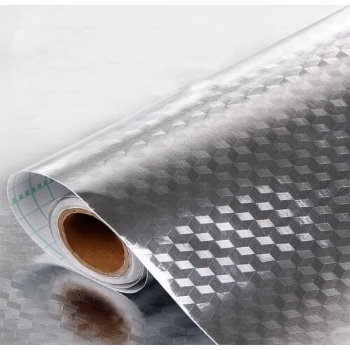 SUNICE Home Kitchen Wallpaper Oil-Proof Vinyl Film Anti-Scratch Chrome Plate Sticker Aluminum Foil Waterproof Self Adhesive