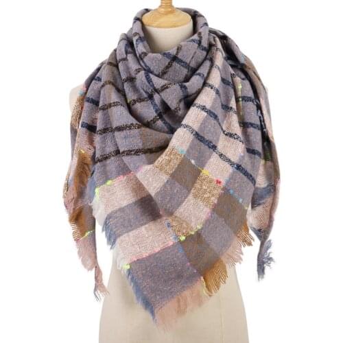 Winter Scarf Women Scarf Plaid Triangle Cashmere Scarves Shawls 2021 New Designer Female Pashmina Blankets Wraps