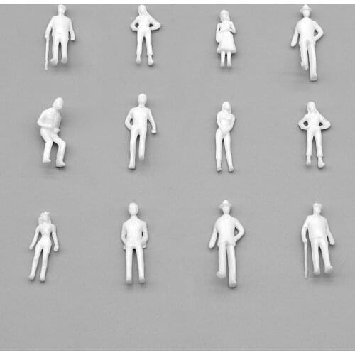 1/75 White Mini Model Man 100pcs Toy Plastic Building Material Collection Miniature Statue Sand Table Layout Scene
