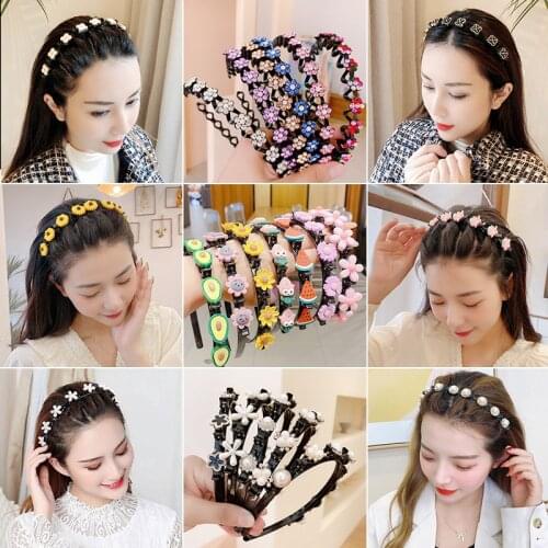 2021 Cute Friut Braider Double Bang Hair Clip Burst Pin Hairdo Bring Hair Hoop Headband Wisp Air Weave Head Hoop Styling Tool