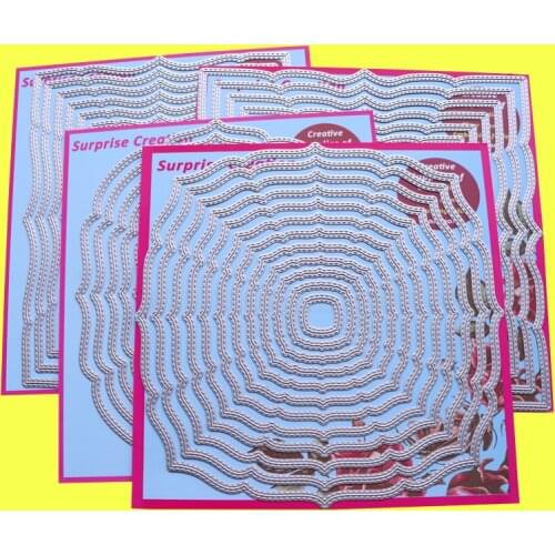 4-Set Large Cutting Dies 8" Fancy Edge Rectangle Square Circle Oval Scrapbook Cardmaking Paper Craft DIY