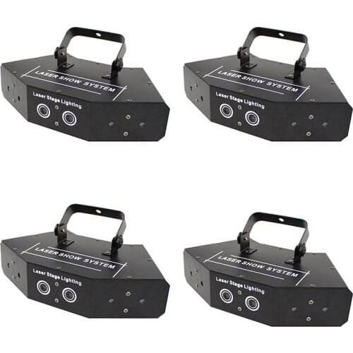 4pcs/lot Fan-shaped six eyes scanning RGB laser light for DJ disco club stage effect lighting with voice control party lights