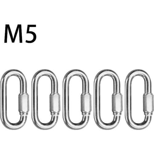5*Connecting Rings Stainless Steel Carabiner Quick Link Strap Connector Steel Chain Repair Shackle D-Shape Rigging