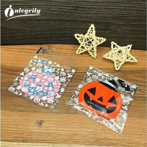 500pcs 10*10 Multistyle Halloween Cookie Candy Bread Packaging Self-adhesive Plastic Biscuits Snack Baking Package bag
