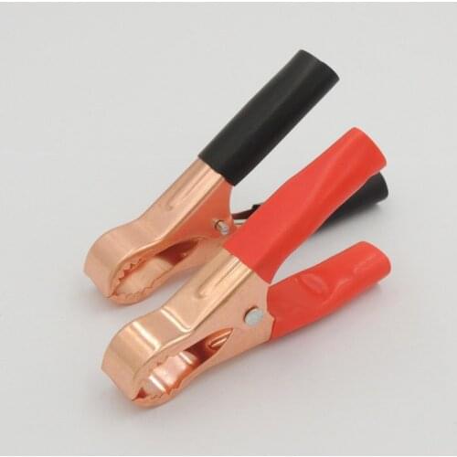 500PCS Red & Black 80mm 50A Car Battery Test Lead Clip Crocodile Alligator Clamps Soft Plastic Metal