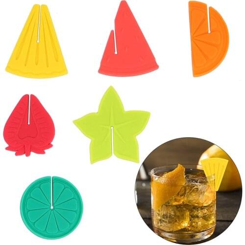 6Pcs/set Fruit Pattern Silicone Wine Glass Drink Marker for Drinks Cups Beverage Glasses Wine Glass Labels Tag Signs