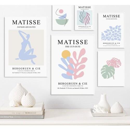 Abstract Matisse Geometry Curve Girl Leaf Nordic Posters And Prints Wall Art Canvas Painting Wall Pictures For Living Room Decor