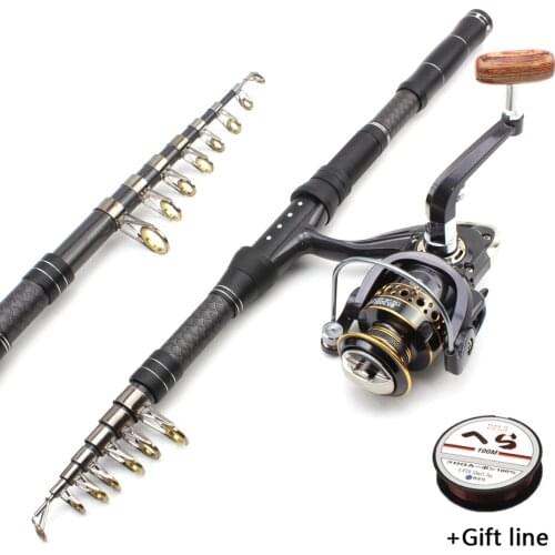Promotion! 1.8M-3.0M Telescopic Fishing Rod and Fishing Reel Wheel set carbon carp Spinning Rod fast Rocky pole Travel pesca