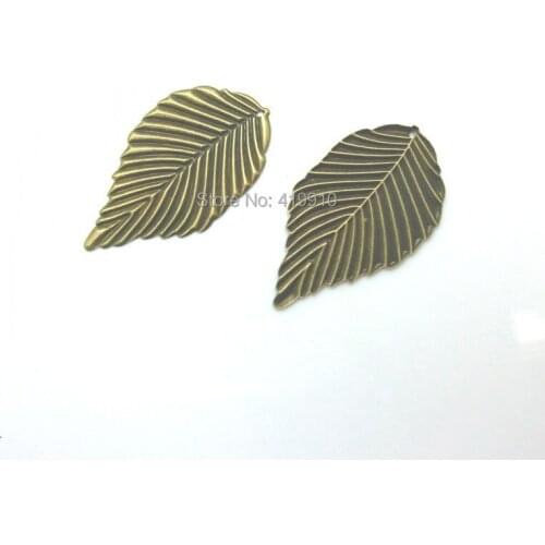 Free shipping-50Pcs Bronze Tone Leaves Filigree Wraps Connectors Metal Crafts Gift Decoration DIY Findings 54X31mm J0045