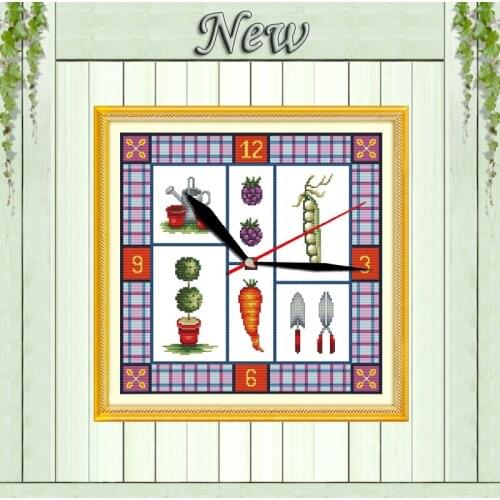 Dial - gardening clock decor painting counted print on canvas DMC 14CT 11CT chinese Cross Stitch Needlework Sets Embroidery kits
