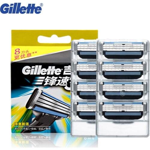 Gillette Mach3 Men Face Beard Shaver Razor Blade Genuine Mach3 Manual Barber Shaving Hair Removal Safety Razors Blade Refill 8pc