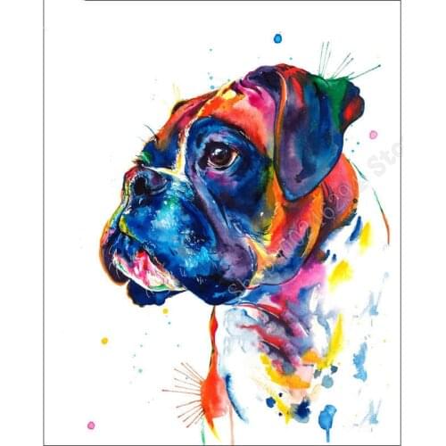 5D DIY squareround Diamond Painting Watercolor boxer dog Cross Stitch Diamond Embroidery Pattern Rhinestone FF2860