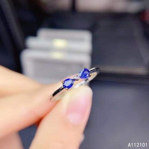 KJJEAXCMY fine jewelry S925 sterling silver inlaid natural sapphire new girl popular gemstone ring support test Chinese style