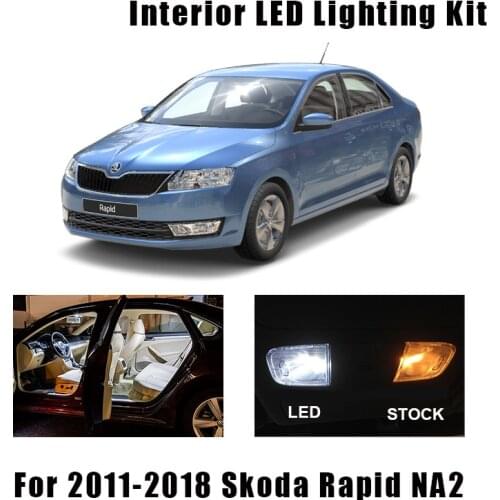 11pcs White Canbus Car LED Interior Light Map Dome Bulbs Kit Fit For 2011-2018 Skoda Rapid NA2 Trunk Cargo License Plate Lamp