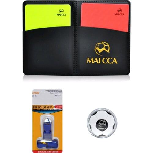 Soccer referee Red Yellow cards with pencel book coins set Toss unit Football whistles loudly Fair Play match referee equipment