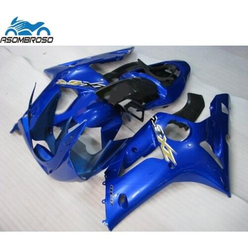 Motorcycle Lowest Price Injection Bodyparts for Kawasaki Ninja ZX6R fairing kit 2003 2004 blue black set zx6r 03 04 BN07