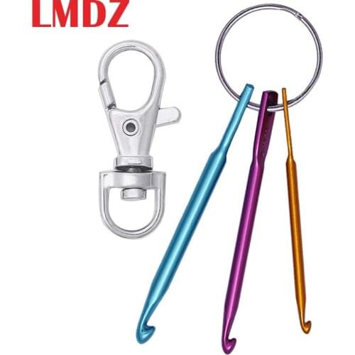 LMDZ 3Pcs Mini Crochet Hooks with Keychain and Swivel Hooks Short Aluminum Knitting Needles Tool for Yarn Knitting and Sewing