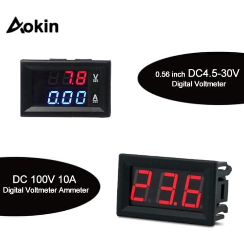 Mini Digital Voltmeter Ammeter DC 100V 10A Panel Amp Volt Voltage Current Meter Tester 0.56" Blue Red Dual LED Display