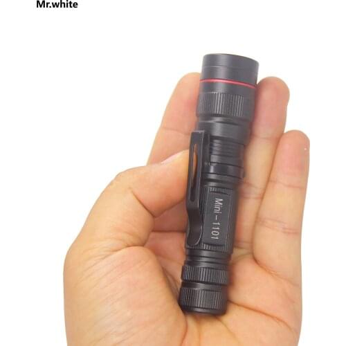 Mr.white Mini Black pocket LED Flashlight Torch Waterproof Lantern AA Battery Penlight Q5 Led For outdoor camping hiking