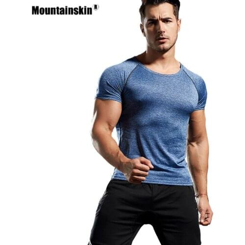 Mountainskin Men Hiking Quick Drying Bodybuilding Tops Outdoor Sport Running Climb Camping Trekking Solid Fitness Shirt VA921