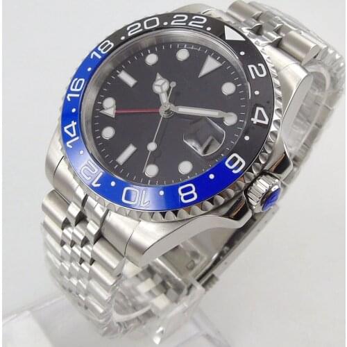 40mm DREAMRUI black dial Sapphire glass ceramic bezel Luminous jubilee GMT automatic mens watch