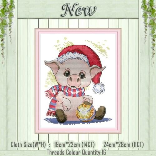 Lovely pig cartoon diy animal painting counted printed on the canvas DMC 11CT 14CT kits Cross Stitch embroidery needlework Sets