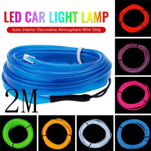 New 2M 12V LED Car Light Lamp Flexible Auto Interior Decorative Atmosphere Wire Strip Cold LED Light Fit all DC 12V Cars