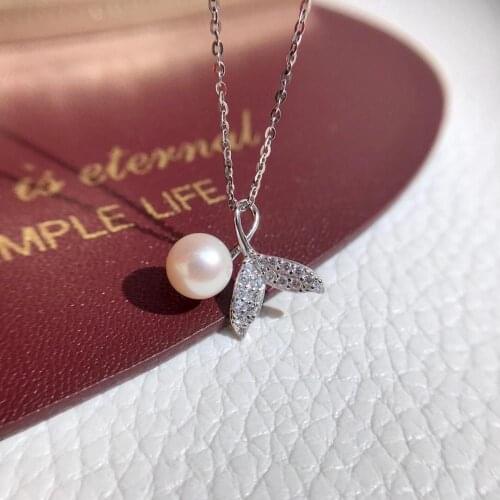 Mermaid Tail 925 Sterling Silver Pendant Base Settings Mountings Findings Parts for Pearl Crystal Jade Agate 5pcs/lot