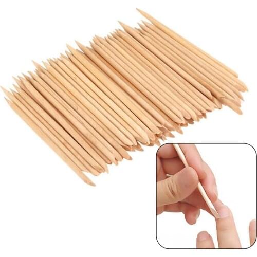 100 Pcs/Packs Wooden Cuticle Pusher Nail Art Cuticle Remover Orange Sticks For Manicure Nail Tools Pedicure Care Stick