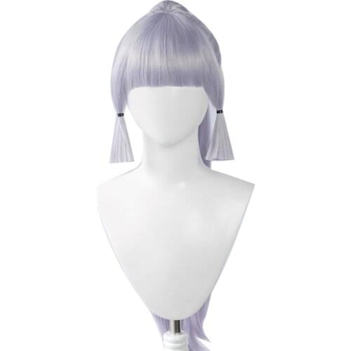 Game Genshin Impact Cosplay Wigs Kamisato Ayaka Role Play Costume Hair Men Women Blues Silver Grey Synthetic Wig Accessories