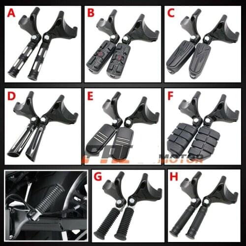 Rear Foot Pegs Passenger Footrests with Support Mount Brackets for Harley Davidson Sportster Iron XL883 XL1200 48 72 04-13 (A-H)
