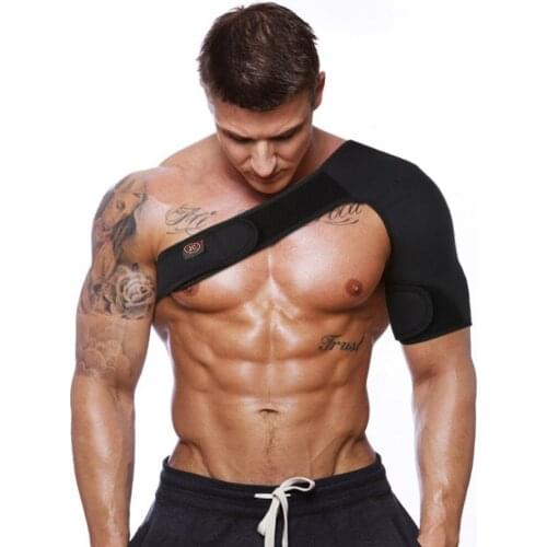 Adjustable Breathable Gym Sports Care Single Shoulder Support Back Brace Guard Strap Wrap Belt Band Pads Black Bandage Men/Women