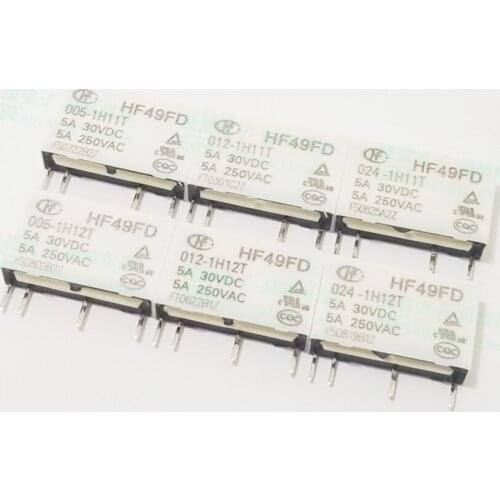 20PCS/Lot Relay HF49FD-005 012 024-1H11T 1H12T 4PIN 5A