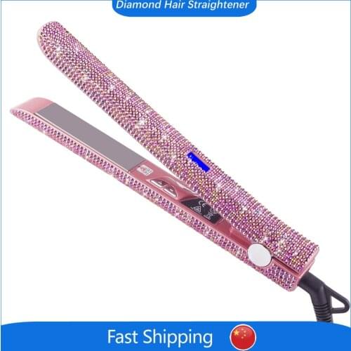 RUCHA Crystal Hair Straighteners 470F MCH Fast Heating Titanium Flat Iron with Bling Rhinestone Iron Salon Hair Styling Tools