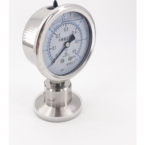 Sanitary stainless steel 304 YTP60BF Diaphragm pressure gauge clamp chuck type shockproof pressure gauge Quick clamp manometer