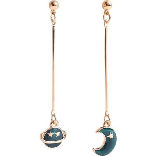 99CARATS SUMNI Star Moon Earrings Decorate Womens Fresh and Lovely Temperament Asymmetric Personality Tidal Eardrops