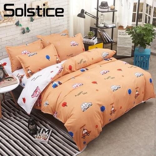 Solstice Home Textile Kid Child Boy Girl Bedding Set King Queen Full Bedlinen Cartoon Car Duvet Quilt Cover Pillowcase Bed Sheet
