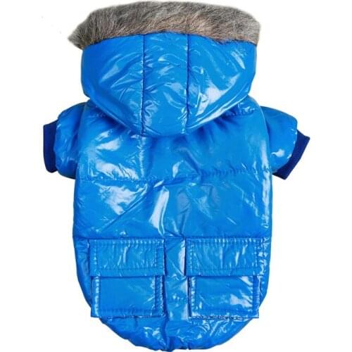 Warm Dog Clothes Soft Fur Hoodie PU Hooded Coats For Small Dogs Windproof Pet Jacket Dog Winter Clothing For Yorkies Chihuahua