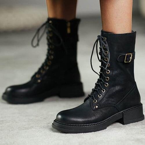 Womens Martin Ankle Boots Shoes Fashion Thick-soled Colorblock Brock Wedges Winter Ladies Motorcycle Short Boots #40