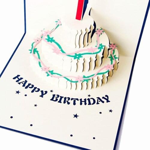 1Pcs 13*16cm Cake Multicolor 3D Pop Up Cards With Vintage For Best Wishes Of Birthday Greeting Card(Random Color)
