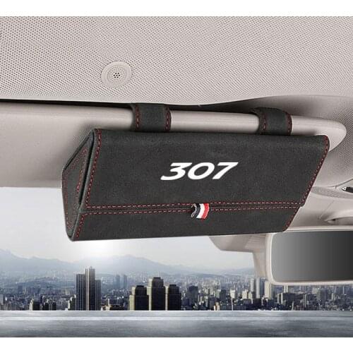 1pc For Peugeot 307 Flocking Car Glasses Box Storage Holder Auto Sunglasses Case Sunglasses Holder Organizer Accessories