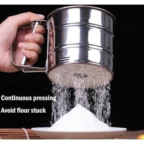 1Pc Stainless Steel Semi-Automatic Hand Held Flour Sieve Powder Hand Bakeware Sifters Sugar Mesh Sieve Baking Tools Cake Utensil