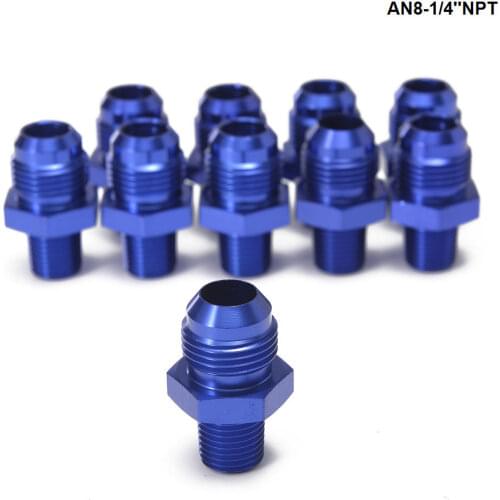 10PCS/LOT Oil /Fuel Line Hose /Gauge Male/Hose Union End Fitting Adaptor Aluminum For Oil Cooler/Gauge AN8-1/4''NPT
