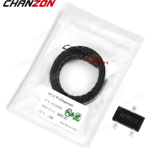 100pcs AO3415 SOT-23 P-Channel SMD Mosfet Bipolar Junction Transistor BJT SIC Mos Fets Triode Tube SMT Integrated Circuits