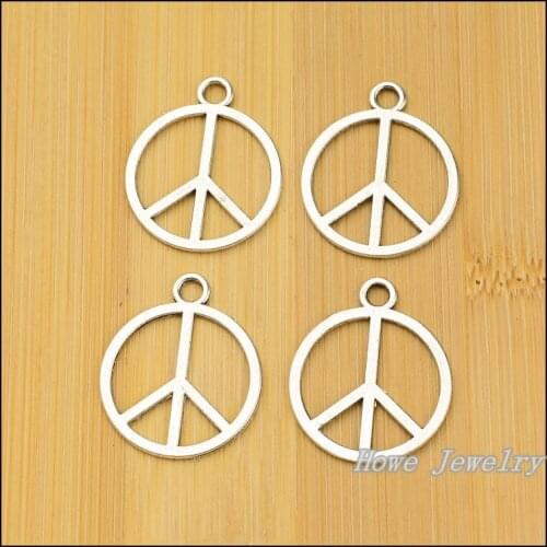 110 pcs Vintage Charms Peace Pendant Antique silver Fit Bracelets Necklace DIY Metal Jewelry Making