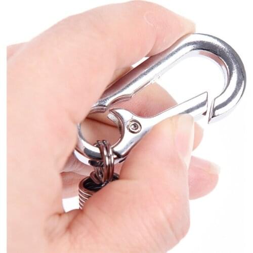 2 Pcs Stainless steel Waist Belt Clip anti-lost buckle hanging keyring Outdoor retractable spring Buckle carabiner keychain