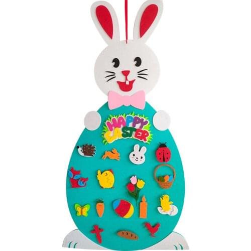 2021 Easter Felt Pendant DIY Felt Rabbit Set With Detachable Ornament Bunny Decoration Wall Hanging Game Gift Decoration